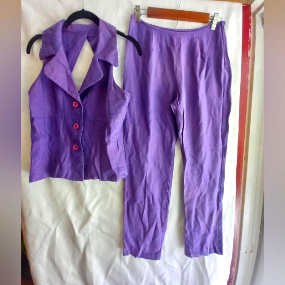 Vintage two piece retro purple pant set